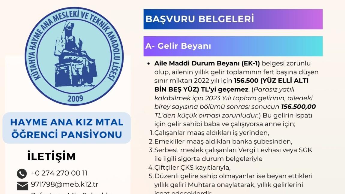 Pansiyon Kayıtlarıyla İlgili Bilgilendirme