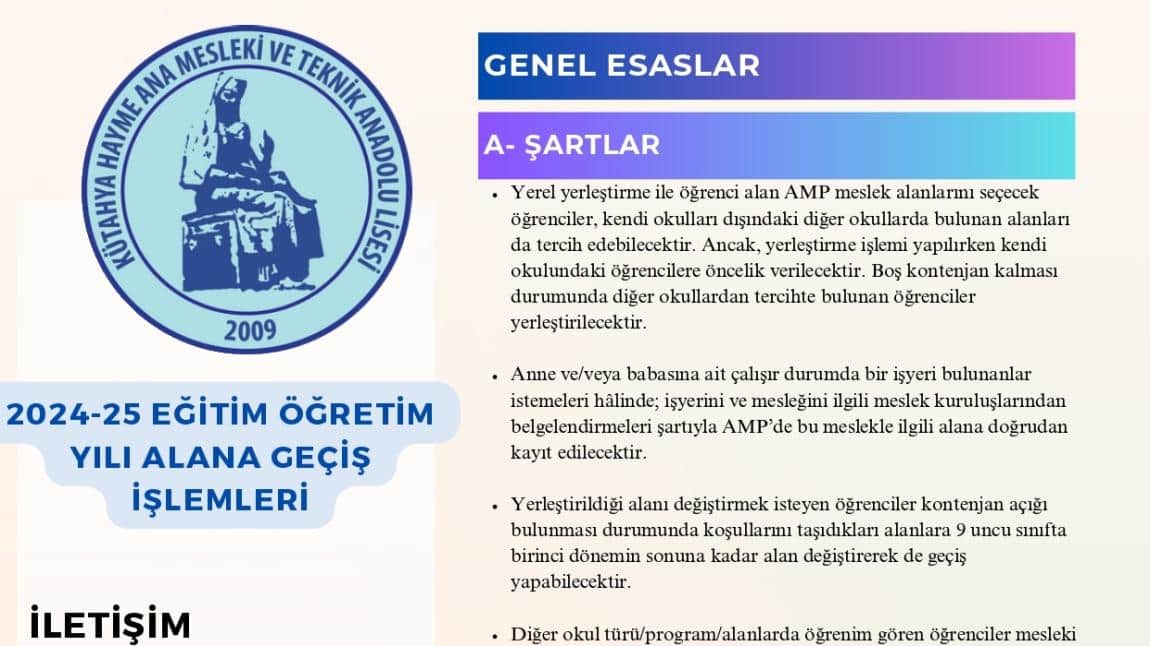 Alan Tercihi ve Yerleştirme İşlemleri Hakkında Bilgi Edinmek İçin Lütfen İçeriği Görüntüleyin...